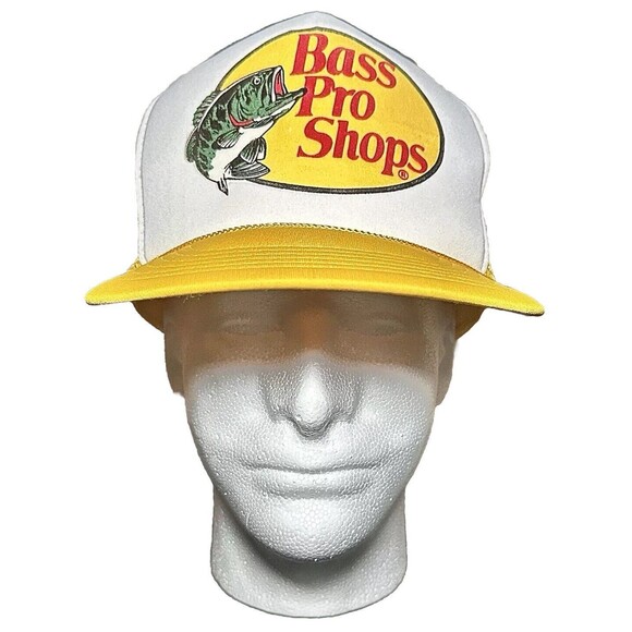 Vintage 80’s Bass Pro Shops Yellow Trucker Hat - Picture 1 of 5